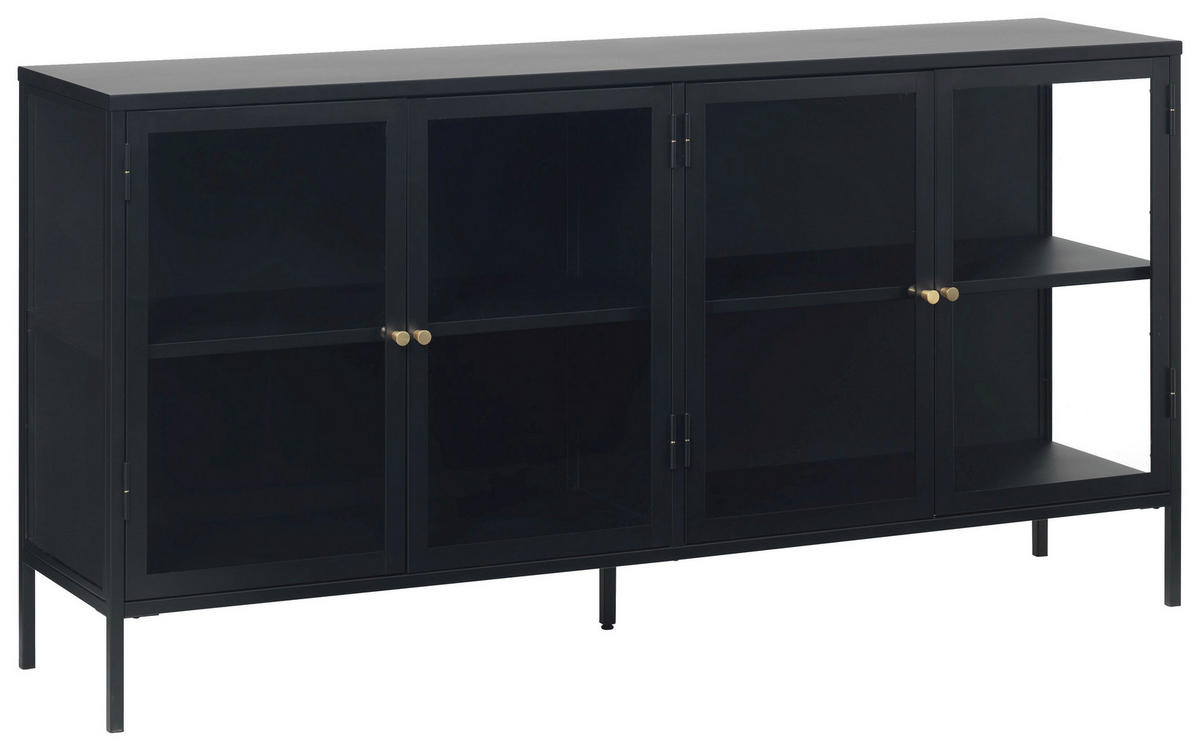 SIDEBOARD  in 170/85/40 cm  - Goldfarben/Schwarz, Trend, Glas/Metall (170/85/40cm) - Xora