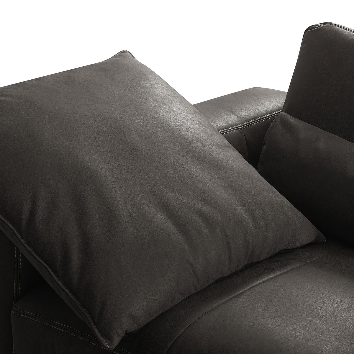 2-SITZER-SOFA  in Echtleder Dunkelgrau   - Dunkelgrau/Beige, Design, Leder/Kunststoff (240/85/123cm) - Livetastic