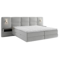 BOXSPRINGBETT 180/200 cm,  in Greige, Bettkasten, Topper, Matratzen, Beleuchtung, H3 = fest  - Greige/Schwarz, Basics, Holz/Holzwerkstoff (180/200cm) - Esposa