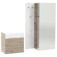 GARDEROBE 2-teilig  in 184/194/42,6 cm  - Eichefarben/Weiß, Natur, Glas/Holz (184/194/42,6cm) - Voglauer