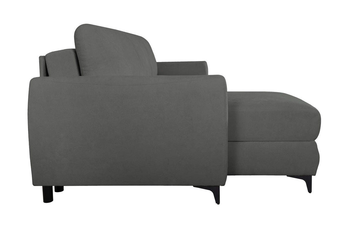 ECKSOFA Moli Dunkelgrau Bouclé  - Dunkelgrau/Schwarz, Design, Textil/Metall (236/148cm) - MID.YOU
