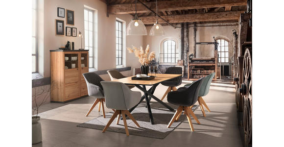 ESSTISCH rechteckig Eichefarben - Eichefarben/Schwarz, Design, Holzwerkstoff/Metall (180/90/75cm) - Carryhome