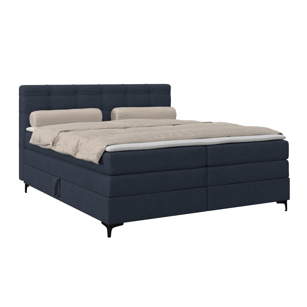 BOXSPRINGBETT 160/200 cm,  in Dunkelblau, H3 = fest  - Schwarz/Dunkelblau, KONVENTIONELL, Kunststoff/Textil (160/200cm)
