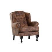 OHRENSESSEL Mikrofaser Dunkelbraun - Dunkelbraun/Schwarz, Design, Holz/Textil (87/107/96cm) - Ambia Home