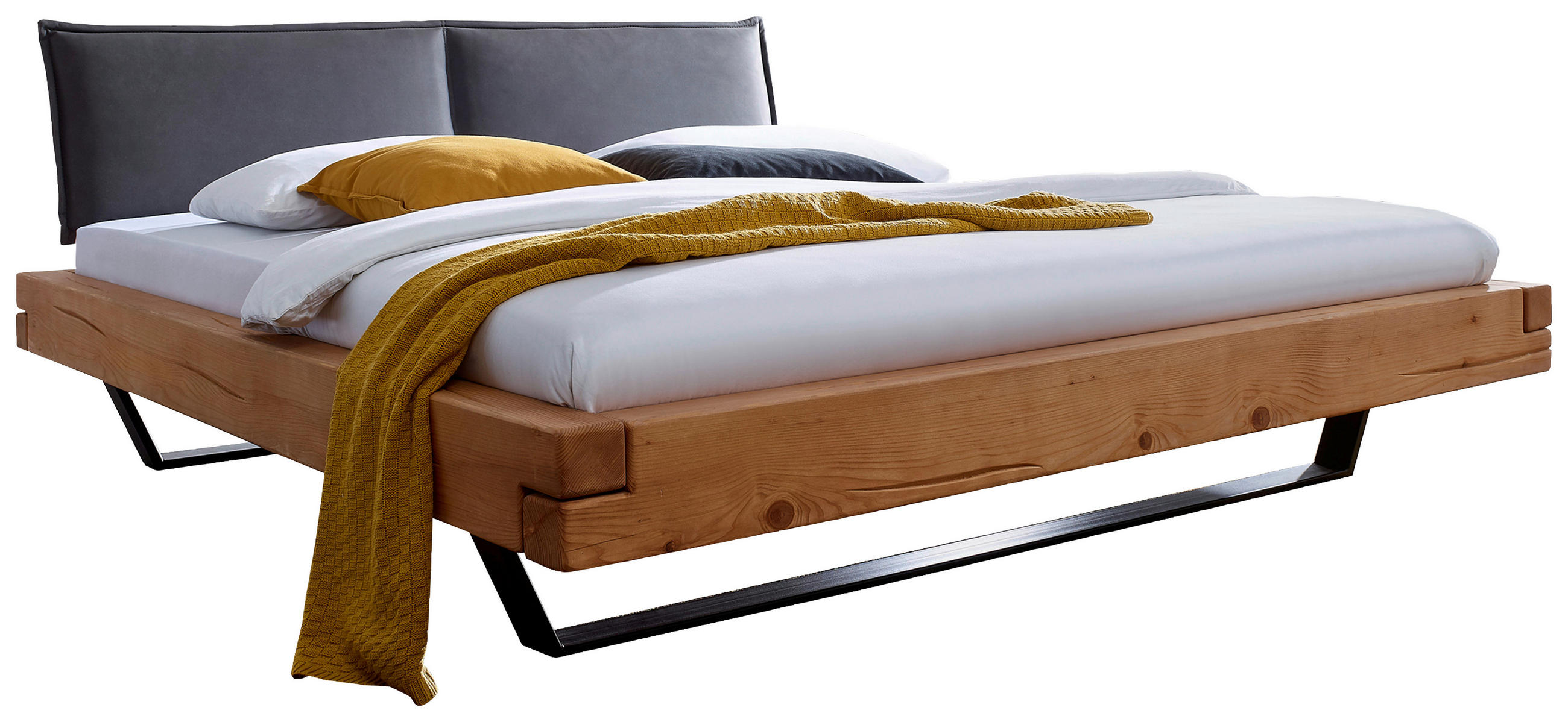 KREVET OD GREDA    180/200 cm  - siva/boje hrasta, Moderno, drvo/metal (180/200cm) - Livetastic