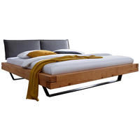 TÖMÖRFA ÁGY 180/200 cm  tölgyfa, borostyánszínű  - fekete/borostyánszínű, Modern, textil/fa (180/200cm) - Livetastic