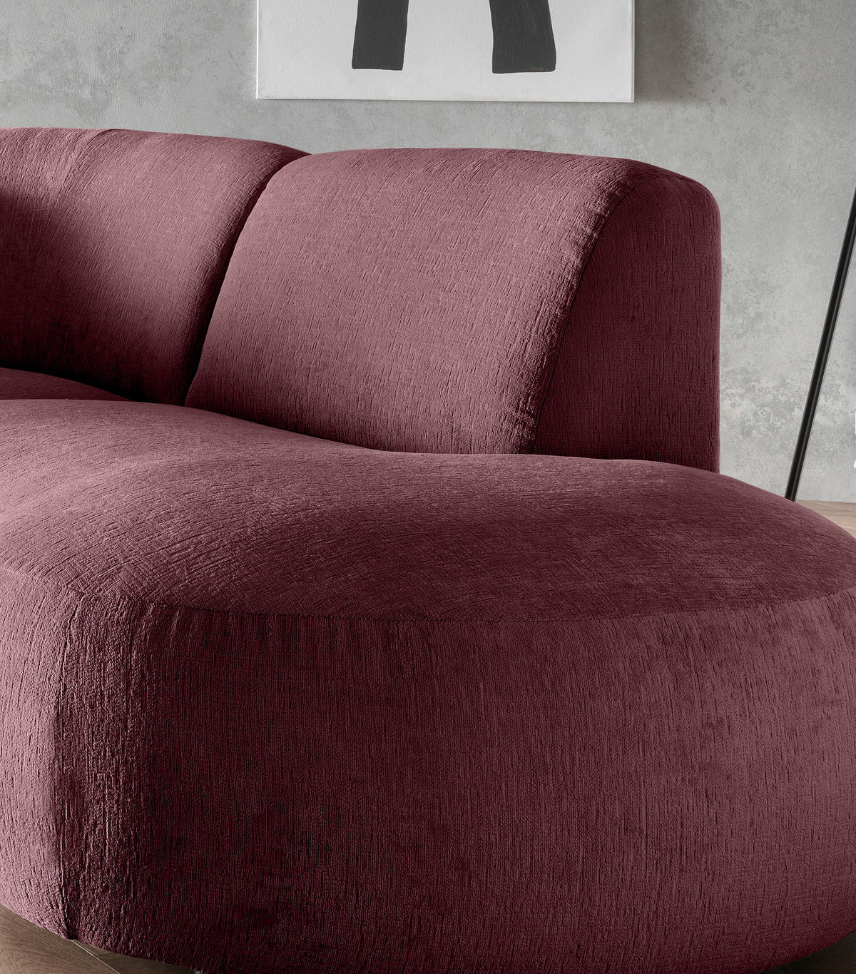 ECKSOFA in Mikrofaser Bordeaux  - Bordeaux/Schwarz, Modern, Kunststoff/Textil (276/182cm) - Livetastic