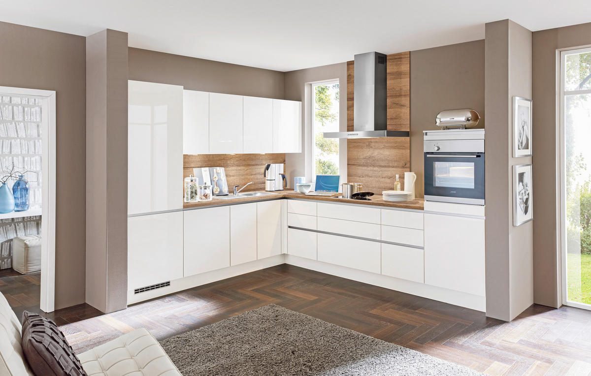 EINBAUKÜCHE   - Weiss, Design, Holzwerkstoff - Celina