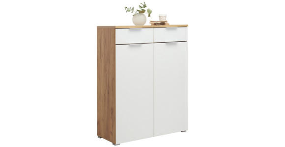 SCHUHSCHRANK 89/120/40 cm - Eichefarben/Alufarben, Design, Glas/Holzwerkstoff (89/120/40cm) - Voleo