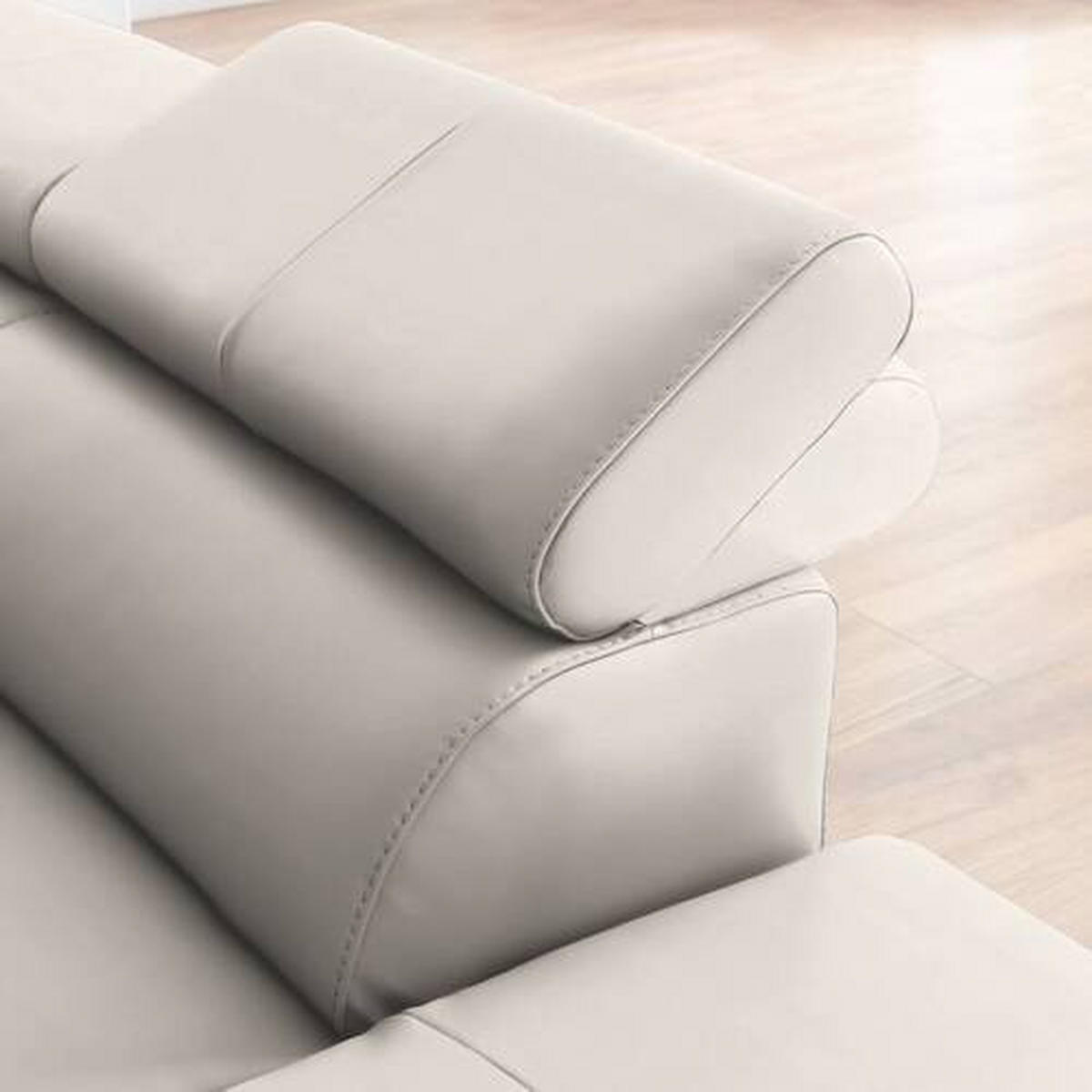 ECKSOFA Ecru Kombination Echtleder/Lederlook Lederlook  - Ecru/Schwarz, Design, Leder/Textil (256/220cm) - Celina Home