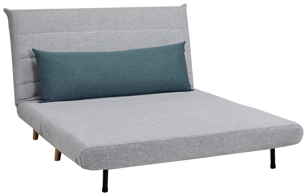 SCHLAFSOFA Webstoff Grau  - Blau/Naturfarben, MODERN, Holz/Kunststoff (125/84/91cm) - Livetastic