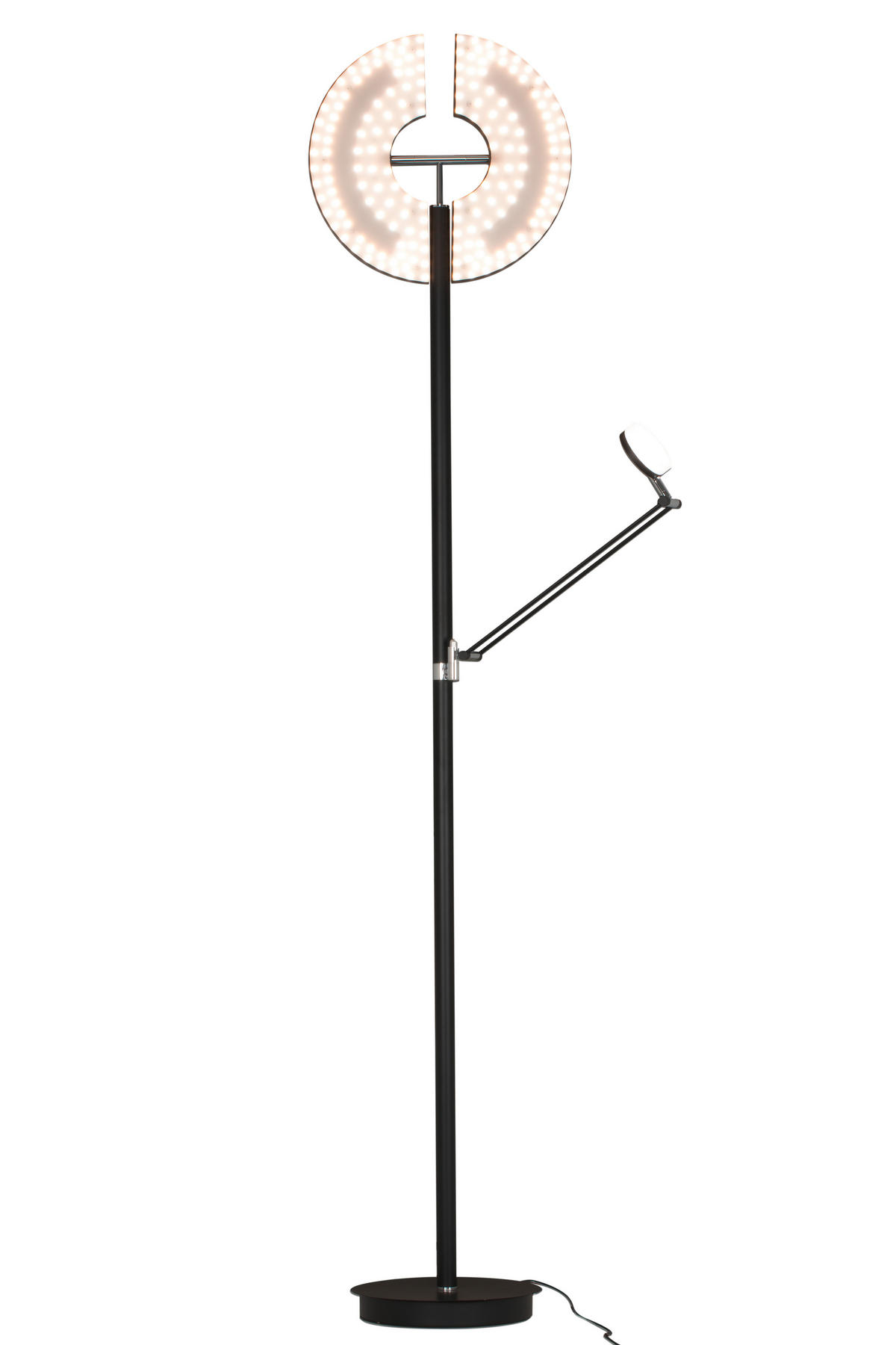 STOJACIA LED LAMPA, 41/39,35/182,80 cm - čierna/prírodná farba, Basics, kov/drevo (41/39,35/182,80cm) - Dieter Knoll