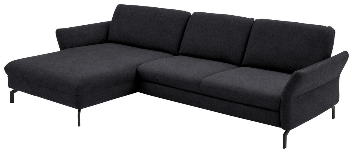 ECKSOFA in Velours Anthrazit  - Anthrazit/Schwarz, Design, Textil/Metall (179/306cm) - Beldomo System