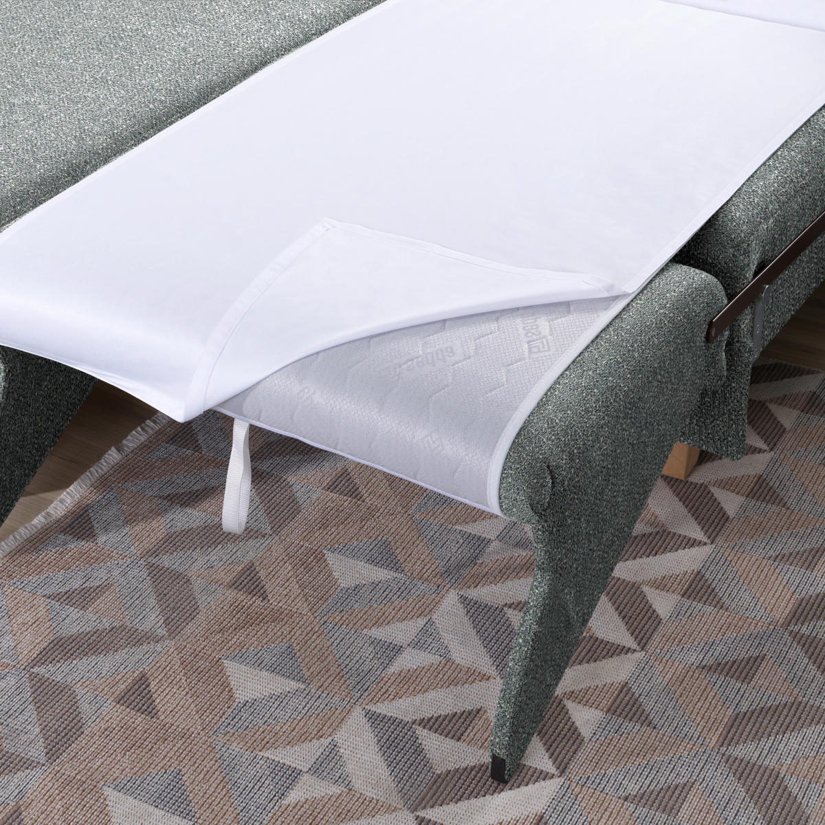 ECKSOFA  in Mikrovelours Graugrün  203/261 cm  - Eichefarben/Graugrün, KONVENTIONELL, Holz/Textil (203/261cm) - Sedda