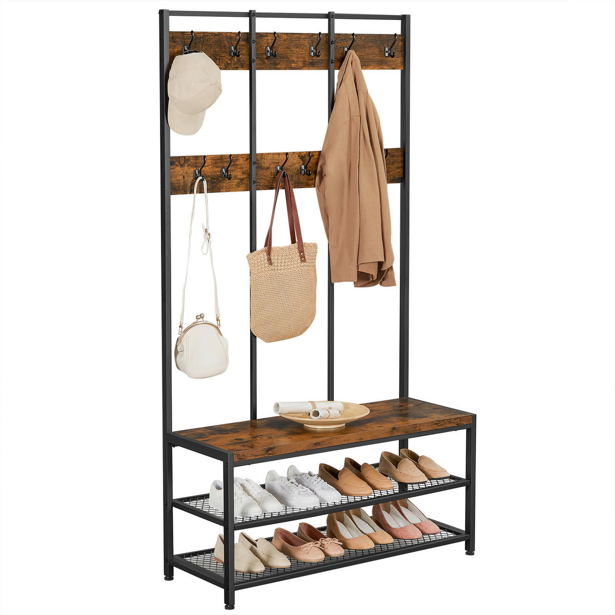 PREDSIEŇOVÝ NÁBYTOK, 100/184/40 cm - hnedá/čierna, Trend, kov/kompozitné drevo (100/184/40cm) - Boxxx