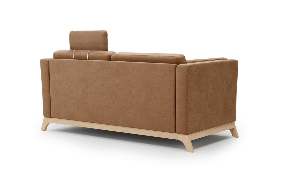 2,5-SITZER Mikrofaser Cognac  - Eichefarben/Cognac, KONVENTIONELL, Holz/Textil (183/84/93cm) - Sit & More