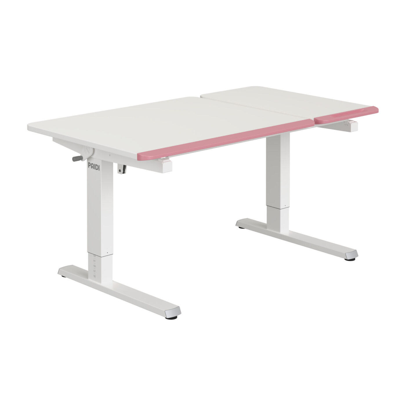IFJÚSÁGI ÍRÓASZTAL  - rózsaszín/fehér, Basics, faalapú anyag/fém (130/75/53-79cm) - Paidi