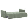SCHLAFSOFA Plüsch Salbeigrün  inkl. Zierkissen, Rückenkissen, Bettkasten, Schlaffunktion, Rücken echt, Liegefläche im Originalstoff  - Salbeigrün/Schwarz, KONVENTIONELL, Kunststoff/Textil (200/73/105cm) - Carryhome