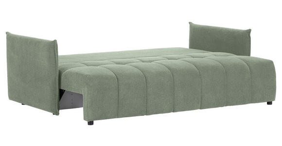 SCHLAFSOFA Plüsch Salbeigrün  inkl. Zierkissen, Rückenkissen, Bettkasten, Schlaffunktion, Rücken echt, Liegefläche im Originalstoff  - Salbeigrün/Schwarz, KONVENTIONELL, Kunststoff/Textil (200/73/105cm) - Carryhome