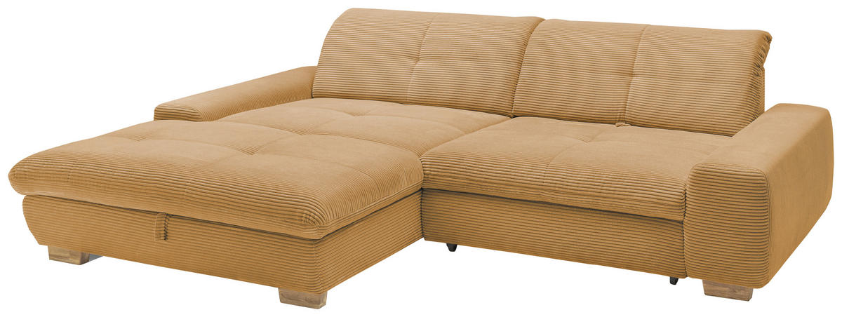 ECKSOFA Honig Cord  - Eichefarben/Honig, Design, Holz/Textil (198/276cm) - SetOne by Musterring