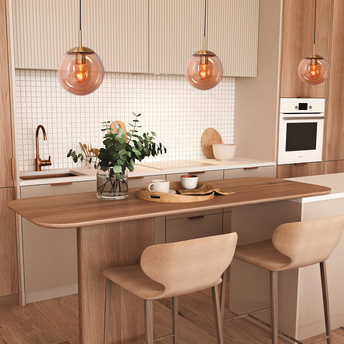 PENDELLEUCHTE Bollique 20/30-170 cm   - Messingfarben, KONVENTIONELL, Glas/Metall (20/30-170cm)