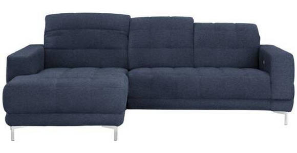 ECKSOFA in Webstoff Dunkelblau  - Chromfarben/Dunkelblau, Design, Textil/Metall (187/260cm) - Xora