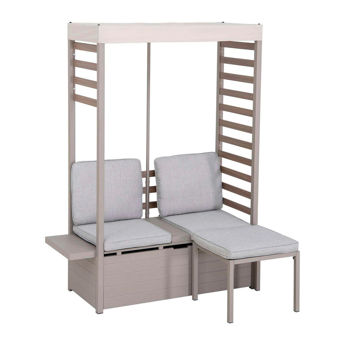LOUNGEGARNITUR Stahl  - Beige/Grau, Basics, Textil/Metall (146/191/56,5cm) - Modante