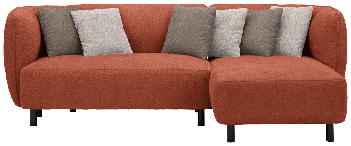 ECKSOFA Uma in Chenille Rostfarben  236/148 cm  - Sandfarben/Rostfarben, Design, Holz/Textil (236/148cm) - Lomoco