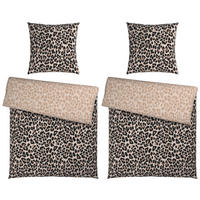 Partnerbettwäsche 4 tlg. Lion Jersey 155/220 cm  - Perlmutt/Braun, Textil (155/220cm) - Novel