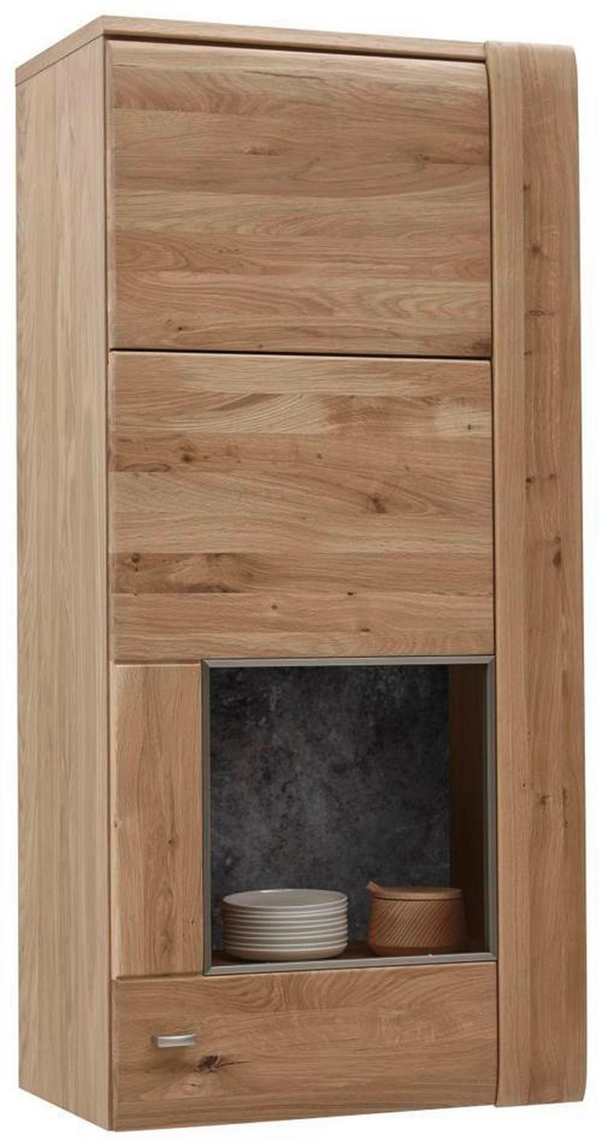 HÄNGEVITRINE in furniert, massiv Eiche Eichefarben, Schieferfarben  - Schieferfarben/Eichefarben, Konventionell, Holz/Holzwerkstoff (56/120/38cm) - Voleo