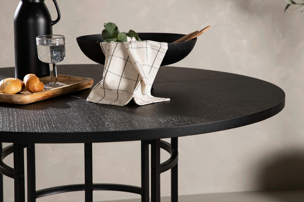 ESSTISCH in Metall, Holzwerkstoff 115/115/74 cm  - Schwarz, Design, Holzwerkstoff/Metall (115/115/74cm) - Livetastic