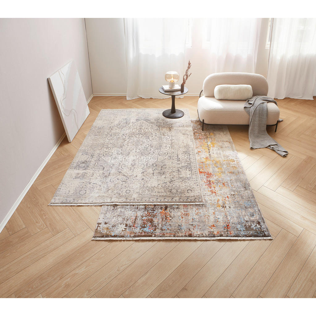 Thumbnail - Novel Vintage-Teppich Samarkand, Grau, Mehrfarbig, Textil, Abstraktes, rechteckig, 200x285 cm, ISO 9001, Bsci, Oeko-Tex®...