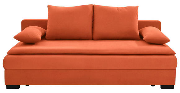 SCHLAFSOFA in Textil Orange - Schwarz/Orange, KONVENTIONELL, Kunststoff/Textil (207/74-94/90cm) - Venda