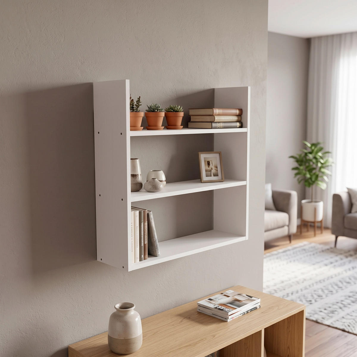 WANDREGAL 70/18/67 cm  - Weiss, Basics, Holzwerkstoff (70/18/67cm) - Globo
