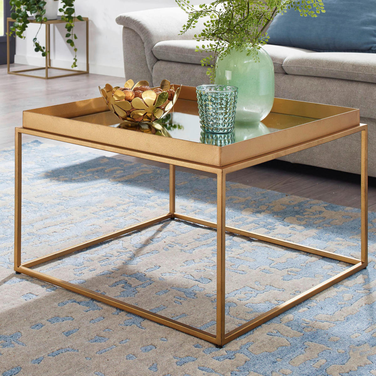 COUCHTISCH in Metall 60/60/41 cm  - Goldfarben, Design, Glas/Metall (60/60/41cm) - MID.YOU
