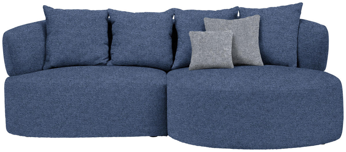 ECKSOFA in Flachgewebe Dunkelblau  235/166 cm  - Dunkelgrau/Schwarz, MODERN, Kunststoff/Textil (235/166cm) - Hom`in