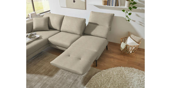 ECKSOFA  in Flachgewebe Beige  175-224/255-365 cm  - Beige/Schwarz, Design, Textil/Metall (175-224/255-365cm) - Dieter Knoll
