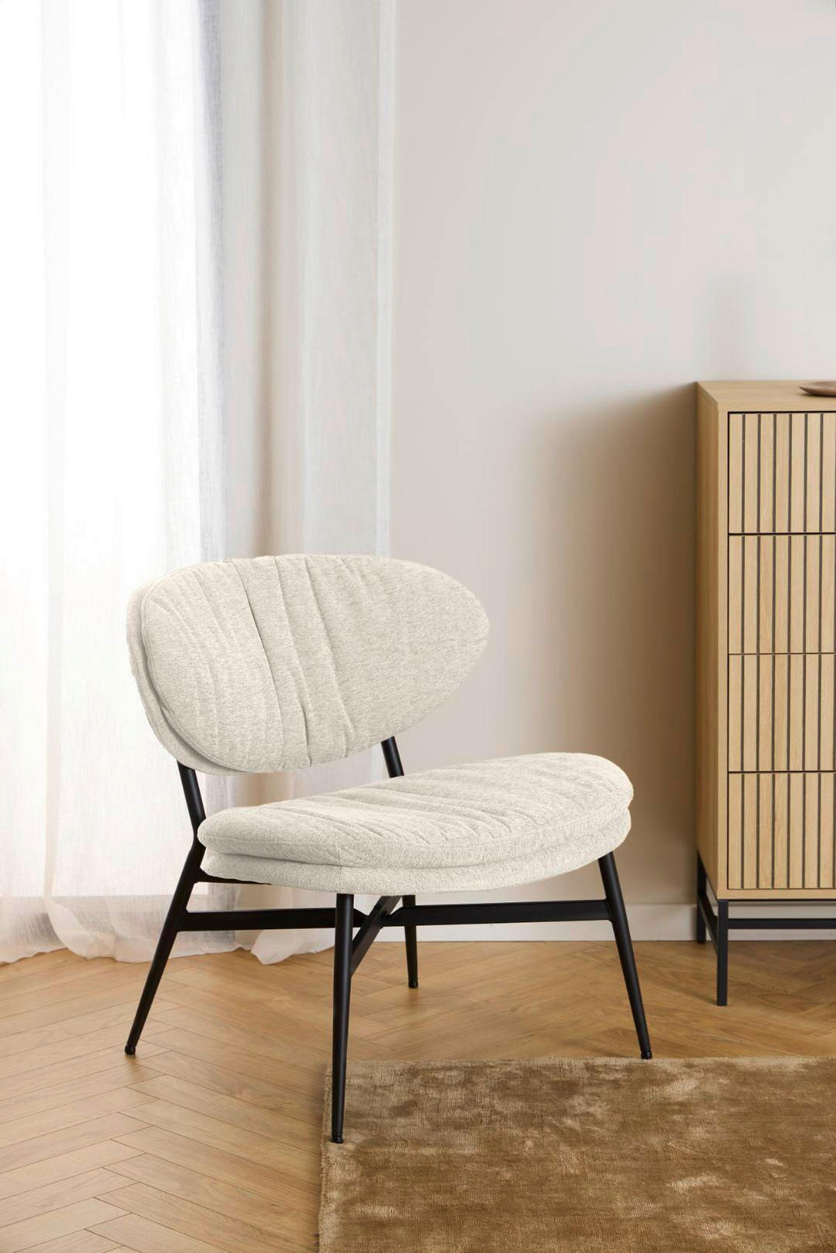 FÅTÖLJ i metall, textil beige  - beige, Design, metall/textil (70/73/76cm) - Best Price