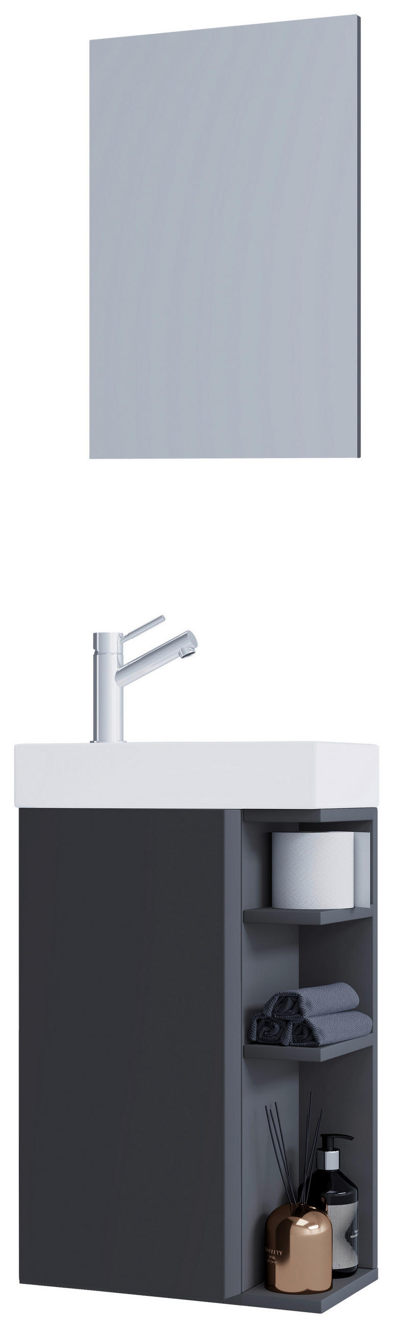 GÄSTEBAD - Weiss/Anthrazit, Modern, Glas/Keramik (40cm) - MID.YOU