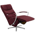 RELAXSESSEL in Leder Weinrot  - Chromfarben/Weinrot, Design, Leder/Metall (64/112/80cm) - Cantus