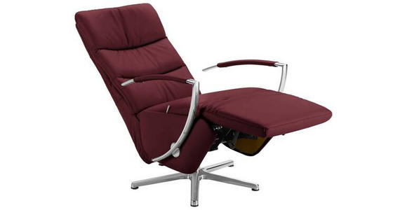 RELAXSESSEL in Leder Weinrot  - Chromfarben/Weinrot, Design, Leder/Metall (64/112/80cm) - Cantus