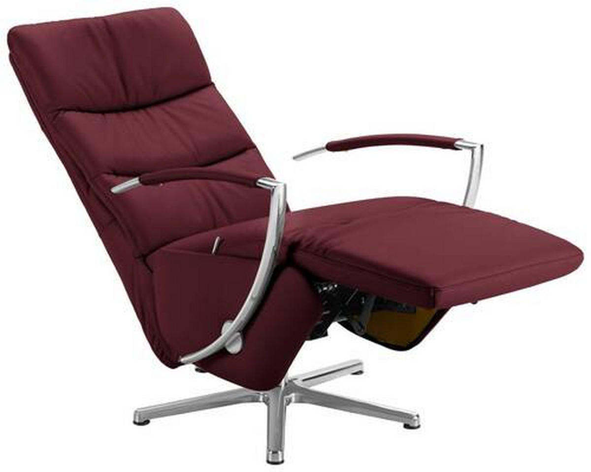 RELAXSESSEL in Leder Weinrot  - Chromfarben/Weinrot, Design, Leder/Metall (64/112/80cm) - Cantus