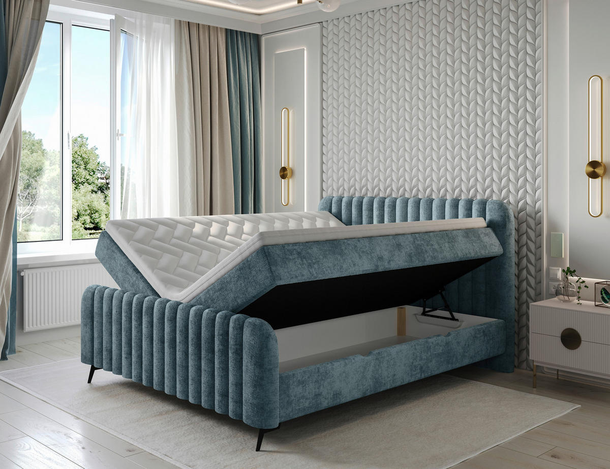 BOXBETT 140/200 cm  in Petrol  - Petrol/Schwarz, MODERN, Holz/Holzwerkstoff (140/200cm) - MID.YOU