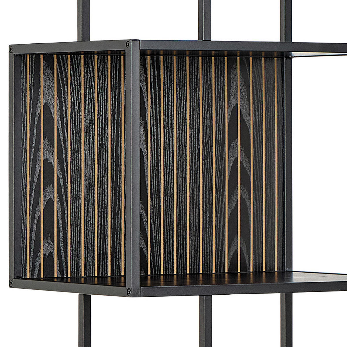 REGAL Schwarz, Eschefarben  - Eschefarben/Schwarz, MODERN, Holzwerkstoff/Metall (77/185/35cm)