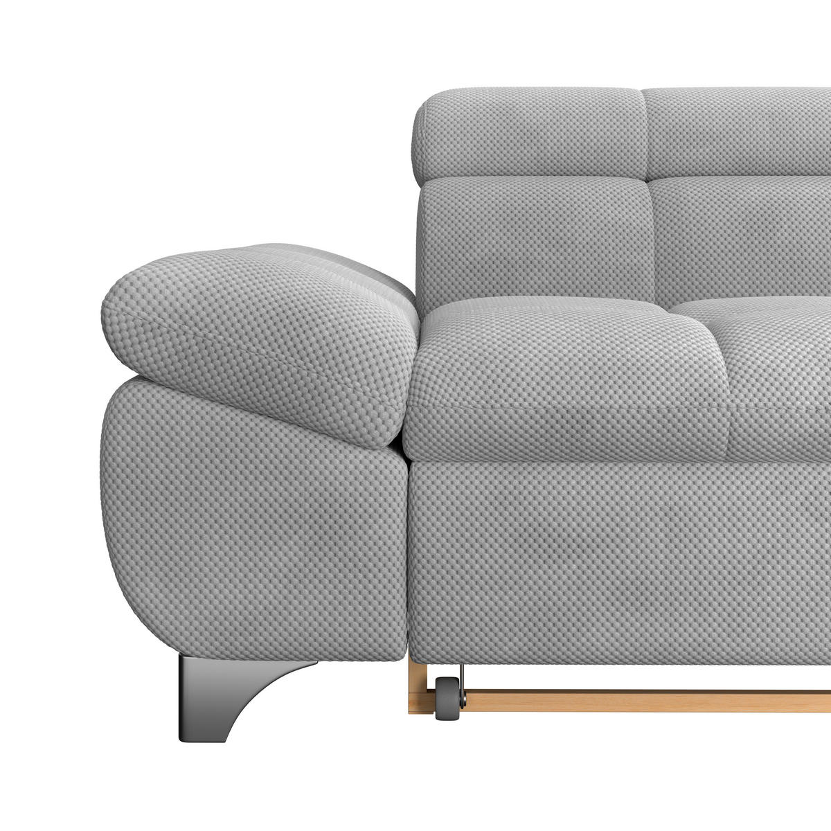 ECKSOFA Hellgrau Chenille  - Chromfarben/Hellgrau, KONVENTIONELL, Textil/Metall (312/234cm) - Livetastic