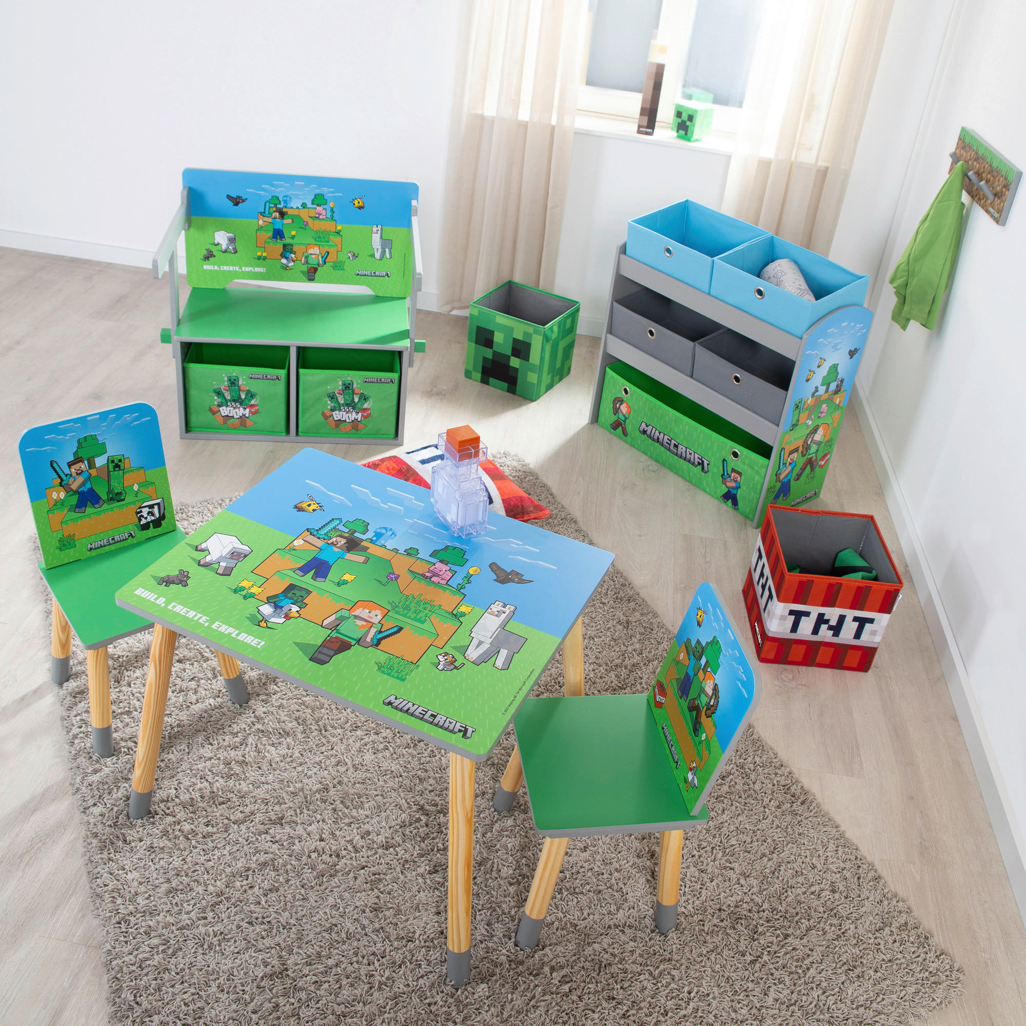 KINDERREGAL MINECRAFT Blau, Grau, Grün, Multicolor  - Blau/Multicolor, MODERN, Holzwerkstoff/Textil (60/63,5/30cm) - Minecraft