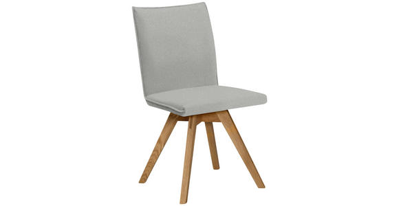 STUHL Samt Creme, Eichefarben Wildeiche massiv  - Eichefarben/Creme, KONVENTIONELL, Holz/Textil (60/91/61cm) - Moderano