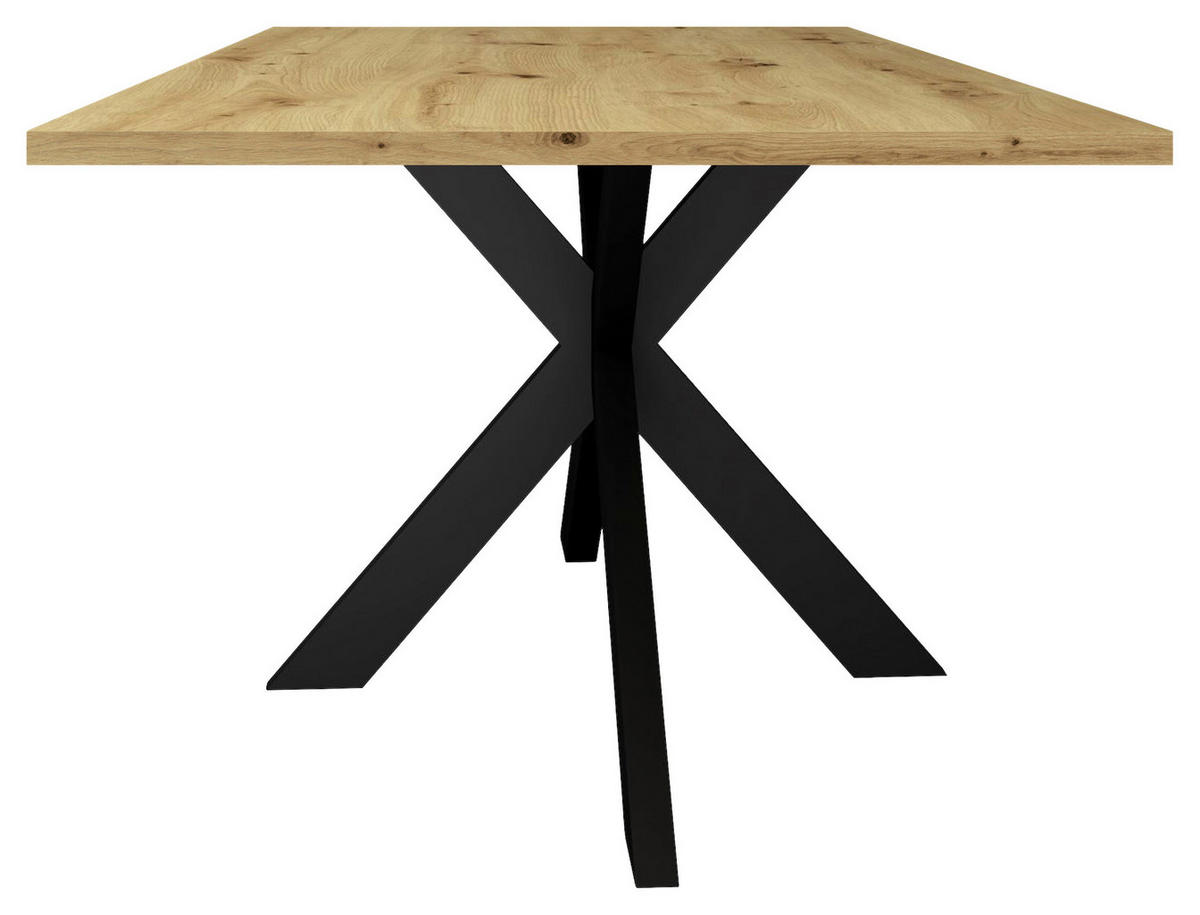 ESSTISCH rechteckig Schwarz, Eichefarben  - Eichefarben/Schwarz, MODERN, Holzwerkstoff/Metall (160/90/78cm) - Livetastic
