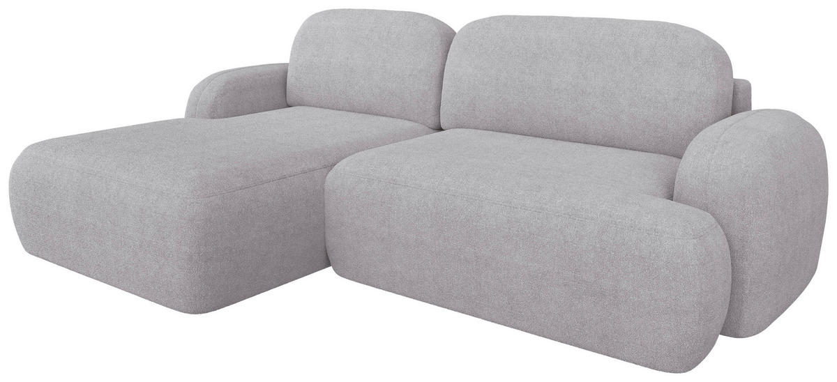 ECKSOFA Sevilla Plus in Bouclé Hellgrau  275/175 cm  - Hellgrau/Schwarz, Design, Kunststoff/Textil (275/175cm) - MID.YOU
