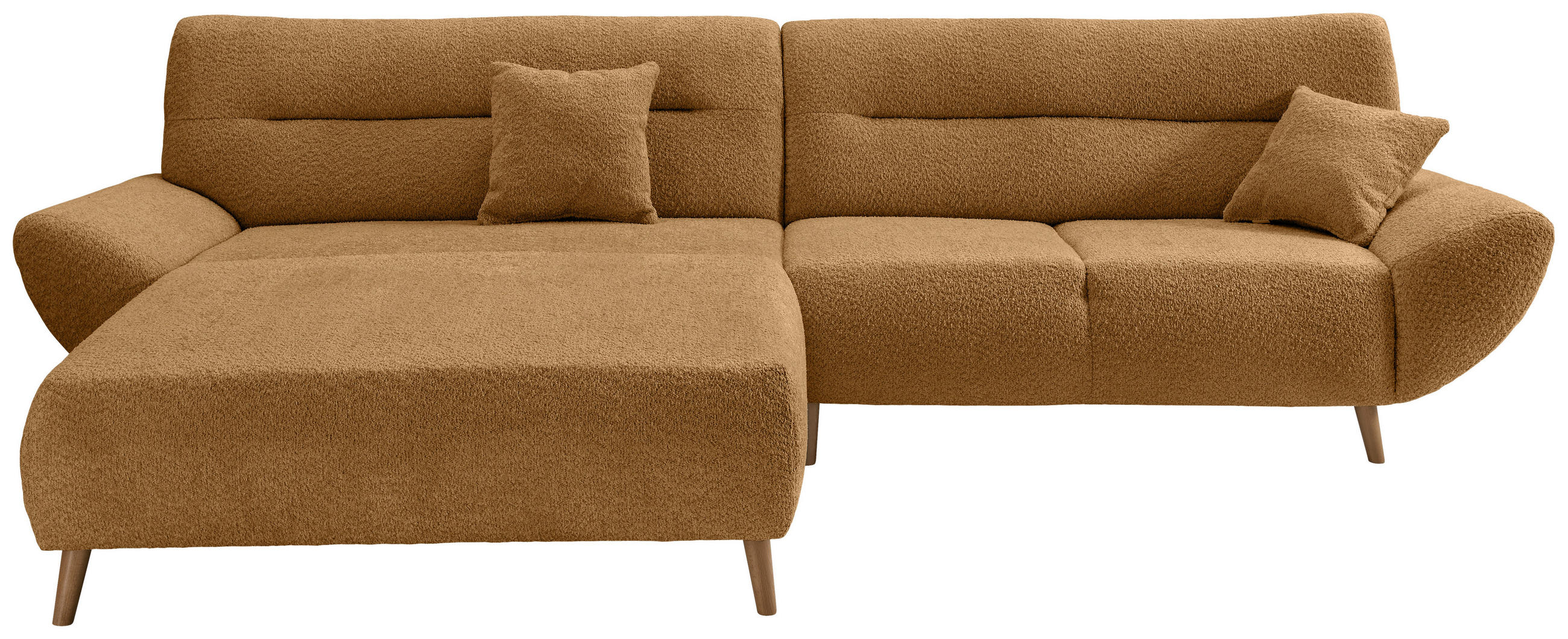 ECKSOFA Goldfarben Bouclé  - Wildeiche/Goldfarben, KONVENTIONELL, Holz/Textil (166cm) - MID.YOU
